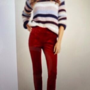 Anthropologie The Essential Slim Red Velvet Trouser, Size 6